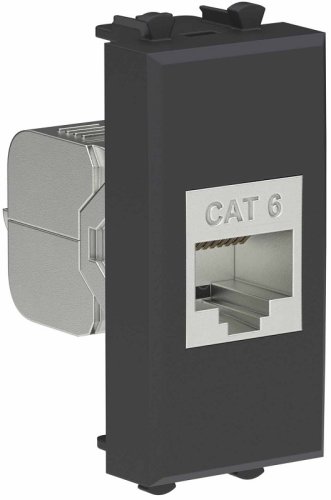 Розетка компьютерная экранированная модульная DKC Avanti 1-м. 1 мод. RJ45 6е черный матовый фото Розетка компьютерная экранированная модульная DKC Avanti 1-м. 1 мод. RJ45 6е черный матовый картинка